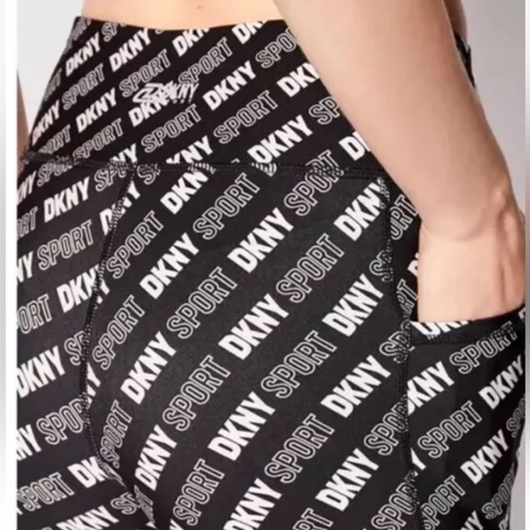 DKNY Sport Womens Logo Print High Waist Active Yoga Bike Shorts - Picture 6 of 16